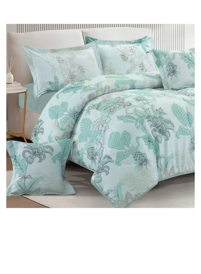 Blue Sky Luxurious Double bedspread made of 100% microfiber, reversible bed cover, double-filled duvet cover set, 6-piece sleeping set (filled duvet cover + fitted sheet + pillowcase + pillowcase). Bedspread measures 260 x 240 cm and duvet covers measure 200x200 cm (colors same as the picture) - Image 2